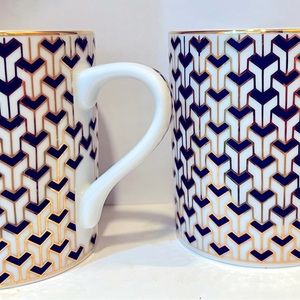 Four Tiffany & Co VINTAGE “Manhattan Blue” FOUR (4) porcelain mugs, Brand New!